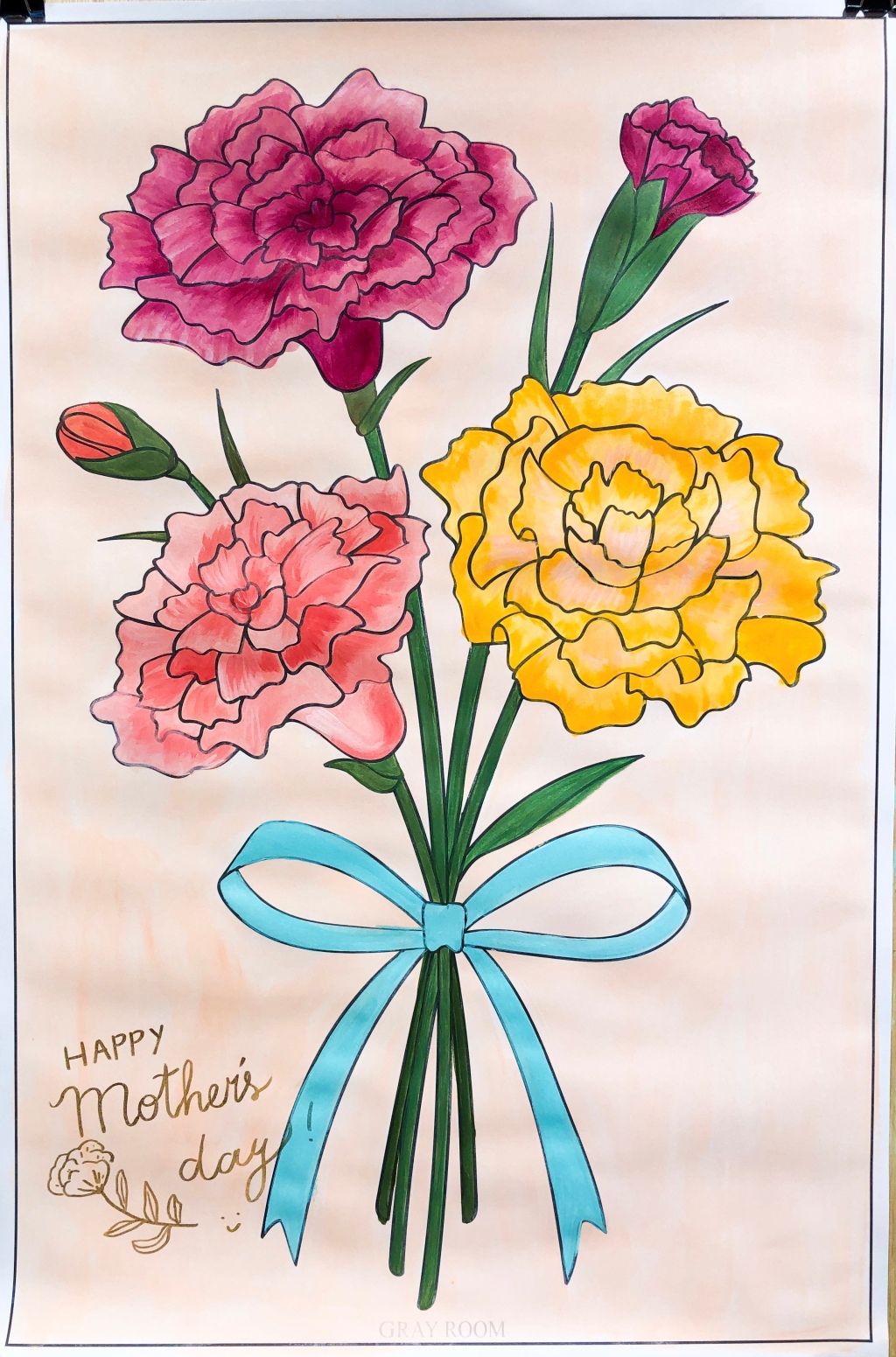 4月主題線稿-康乃馨 送給母親最溫暖的掛畫｜GrayRoom灰房間